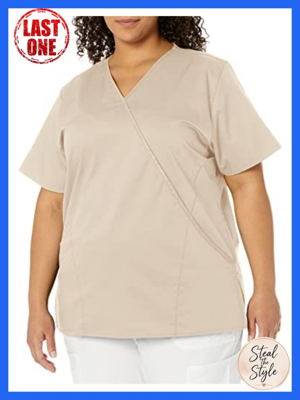 Mock Wrap Scrub Top Medical Healthcare V-Neck Princess Seam Vented Sides